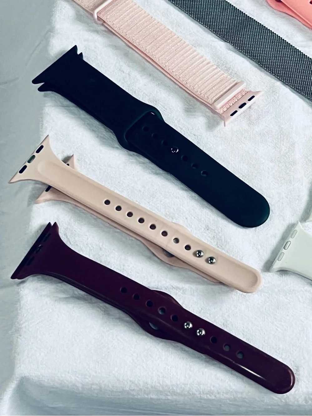 Apple Watch Bands Set - Black, White, Pink, Coral, Silver, Burgundy